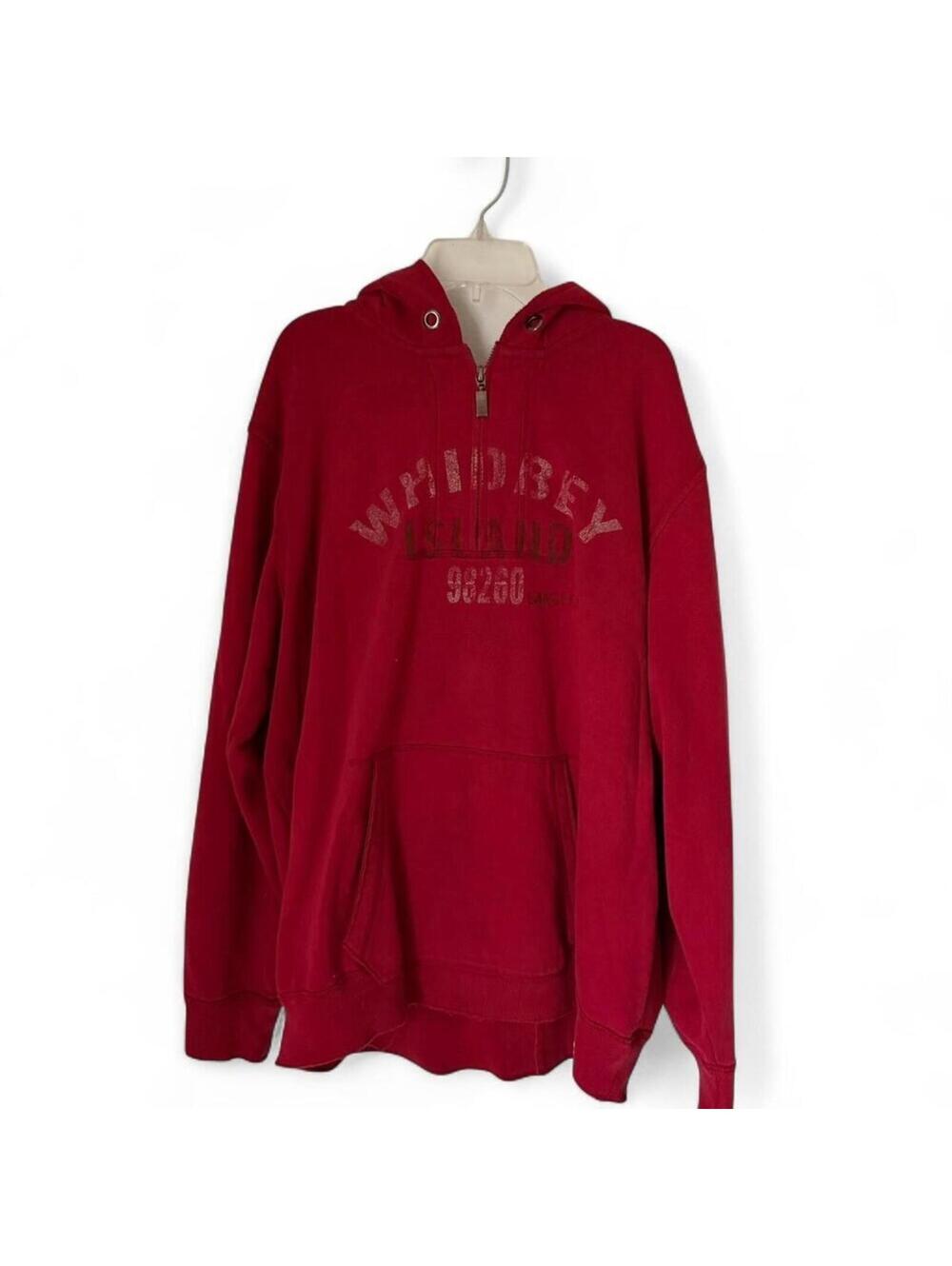 Men's Red black Whidbey Island hoodie with a grunge vibe Oversized XL sweatshirt